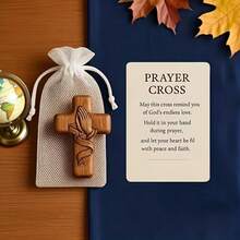 Pocket Cross With Card Set, Resin Craft Gift With Mesh Bag, Portable Prayer Church Gift For Church Or Daily Carry, Ideal For Confirmation Gifts, Birthday Gifts, Valentine's Day Gifts, Mother's Day Gifts, Father's Day Gifts - Brown - View 2