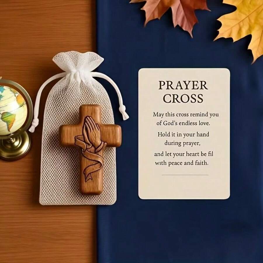 Pocket Cross With Card Set, Resin Craft Gift With Mesh Bag, Portable Prayer Church Gift For Church Or Daily Carry, Ideal For Confirmation Gifts, Birthday Gifts, Valentine's Day Gifts, Mother's Day Gifts, Father's Day Gifts