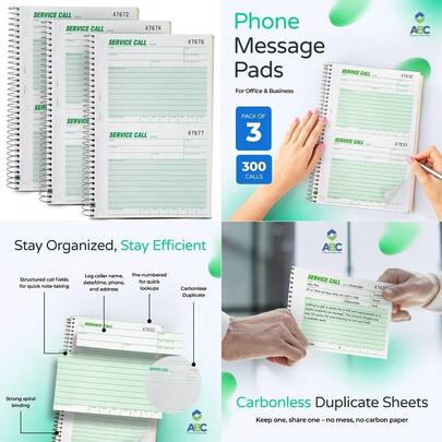 Phone Call Log Book For Office Amp Businesses Call Log Book Amp Phone Message Book For Easy Reference Carbonless Duplicate, 5 5 8 X 8 1 2, 3 Books 300 Calls