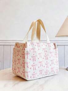 Elegant Mother Bag With Bow Tie, Large Capacity Tote Bag, Minimalist & Versatile, Suitable For Outings, Students And Office Workers, Can Be Used As Lunch Box, Thermal Lunch Bag, Cooler Lunch Bag, An Essential Travel Accessory For Women