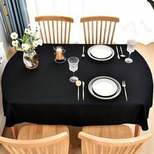 [Free Shipping]Oval Tablecloth 60x102 Inch Polyester Fabric Table Cloth Solid Black Heavy Duty Table Cover Washable For Dinning Kitchen Home Party - Black102inchx60inchOval - View 4