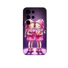 1PC Phone Case ,  Cute Girls Holding Hearts , Stylish Phone Case, Phone Decoration, All-around Lens Protection, Creative Small Gift, Funny Gift for Boys and Girls - Negro - Ver 7