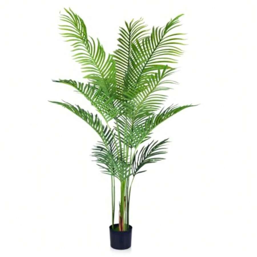 CYPN140cm Palmera Artificial 12 TroncosÁrbol de imitación con Maceta Negra - Planta Tropical de imitación en Maceta - Planta Artificial de Seda para decoración de salón Oficina InteriorFashion - 224237832 - Ver 1