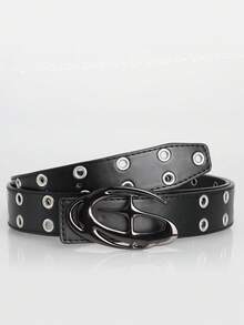 1件装时尚休闲金属铆钉孔眼腰带，男女通用街头风牛仔裤腰部装饰配饰，适合日常通勤、返校、约会和旅行度假。 - 骷髏金扣 - 查看 7