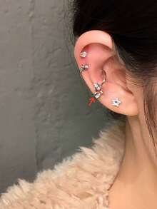 1件Y2K朋克星空螺旋316L不锈钢工业风耳钉，时尚女士礼物 - 銀色 - 查看 1