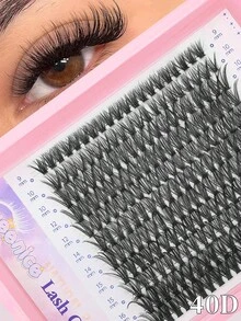 Queenice 11 Rows 5D Fluffy D Curl 40D Thick False Mink Eyelashes Mix 9-16MM Length, 3D Effect Individual Cluster Eyelashes For DIY Eyelash Extensionlash Clusters,Eyelash Clusters,Individual Eyelashes,Lashes,Fake Lashes