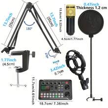 播客设备套装，包含一体式音频接口、实时声卡和BM800电容麦克风，适用于播客录制、广播、直播等场景。内置1200mAh可充电电池，兼容和安卓手机，是冬季假期、音频/视频录制、采访、游戏和直播的理想之选。迷你麦克风，满足您假期音频录制、视频录制、采访、游戏直播等各种需求。 - 黑色 - 查看 12