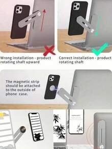 1pc Adjustable Aluminum Laptop Stand With Magnetic Phone Holder - Ultra Thin Foldable Side Clip, Compatible With IPhone And All Phones, Portable Computer Extension Stand - Multicolor - View 9
