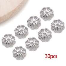 30pcs 18K Gold Plated Flower Bead Caps Pretty Filigree Flower Brass Bead End Cap For DIY Craft Earrings Bracelets Necklaces Jewelry Crafts - Multicolor - View 12