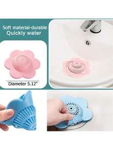 Hair Catcher Silicone Hair Stopper Shower Drain Covers With Suction Cups Suit For Bathroom Bathtub And Kitchen 4 Packs - 彩色 - 查看 3