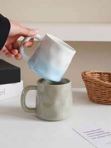 CMYD Studio 1 件 400 毫升手工陶瓷咖啡杯，不对称北欧风格茶杯，适合家庭、卧室、办公室、礼物、家庭聚会