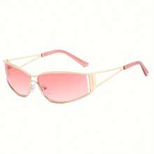 A Pair Of Y2K Cool Girl Hollow Professional Glasses 2024 New Retro Glasses Future Style Personality Street Style Glasses For Women Party - 銀色全灰色 - 查看 9