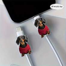 腊肠犬造型防咬数据线保护套，适用于苹果、Type-C 等手机数据线，防止断裂和刮擦 - 無色 - 查看 7