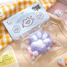 创意猫爪捏捏音乐可爱毛绒减压玩具新奇快速回弹减压玩具办公桌面感官玩具，趣味派对礼物，捏捏音乐生日礼物，小礼品袋填充物，缓解焦虑神器 - 彩色 - 查看 6