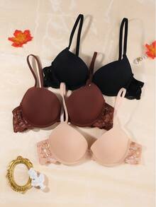 3pcs/Set Women's Supportive Bras, Comfortable Breathable Underwire Bras, Essential For Summer - Multicolor - View 4