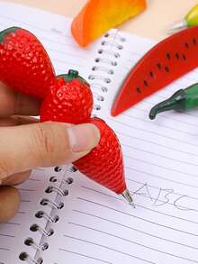 Creative Cartoon Cute Realistic Fruit & Vegetable Ballpoint Pen - Magnetic Black Pen, Perfect Prize And Gift Stationery For Students In New Semester - Black - View 6
