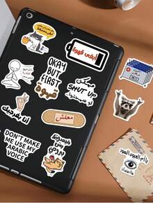 50pcs Arabic Funny Expression Sticker Set, Adult Sticker Pack, Sarcastic Stickers, Waterproof Cool Stickers For Laptop, Notebook, DIY Crafts, Vinyl Stickers - Multicolor - View 7
