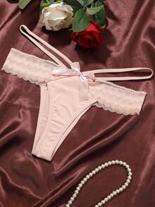 6pcs Plus Size Women Lace Patchwork Sexy Thong Panties, Shapewear Briefs - Multicolor - View 7