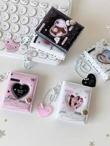 1pc Minimalist 2-Inch Large Head Photo Album Girl Fan Idol Hollow Heart ID Photo Card Holder Keychain Pendant - Multicolor - View 6