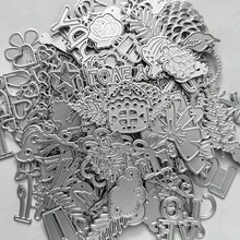 10/30/50/100个混合随机蕾丝金色模板模具切割模具装饰切割板模具切割剪贴簿纸工艺DIY卡片 - 銀色 - 查看 11