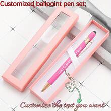 Customized Text Logo Touch Screen Capacitive Ballpoint Pen Gift Set, Personalized Luxury Soft Touch Rose Gold Exquisite Custom Pen Rubber Capacitive Ballpoint Pen Push Button Pen Aluminum Barrel Ballpoint Pen, Back To School Gift, Office & Study Supplies, Christmas Gift, Wedding/Holiday Party Gift, Groomsman Gift, Gift For Men/Women/Dad, Birthday Gift, Engagement Groomsman Gift - Multicolor - View 1