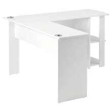 (=WF314182AAA) Corner Desk 140 Cm, L-Shaped Computer Desk With 2 Shelves, H 75/W 140/D 140 Cm, White - trắng - Xem 7