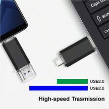 Unidad flash USB de alta velocidad Biyetimi OTG Pen Drive de 64 GB, unidad USB giratoria de 128 GB, 32 GB, 8 GB para Android Micro/PC, regalo de negocios - Negro - Ver 6