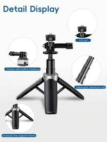 Mini Aluminum Alloy Selfie Stick Tripod, Tabletop Phone Holder With Handle, Can Be Handheld Or Placed On The Ground. Suitable For Webcams, Canon G7X Mark III, ZV-1, RX100 VII, A6400, A6600 And Other Cameras - Optional Phone Holder Fits Various Smartphones. Portable Mini Vlog Stand, One-Button Pop-Up, Adjustable Legs, Rubber Feet For Stability, Outdoor Sports Stand, Selfie Accessory, Valentine's Day Couples Photography Tool - Multicolor - View 4