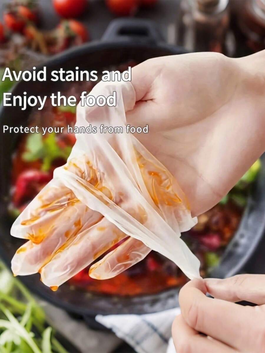 100pcs Premium TPE Disposable Gloves - , Thick & Durable, Powder-Free, Lead-Free, Latex-Free, Suitable For Kitchen, Household Cleaning, Baking, Salon, Pet Care, Etc. - Multicolor - View 1