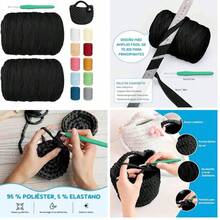 Hilo de camiseta, ancho 3cm, cinta de tejido de ganchillo grueso rosa polvoso para bolsas/cestas/alfombras de ganchillo, decoracin del hogar, artesanas de bricolaje (Negro, 200 M) - negro1+200 m - Ver 9