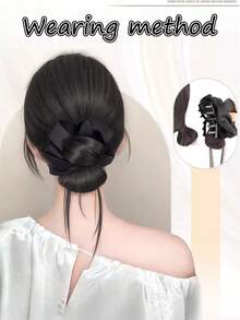 人造发髻发片，爪夹发髻发夹，人造假发髻接发，女士日常发髻发片，人造发饰假发 - 彩色 - 查看 5