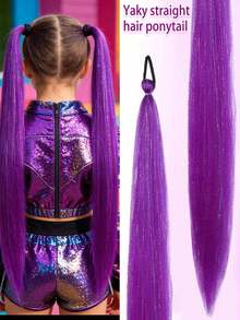 26英寸紫色编织假发，带闪亮银线，合成纤维盒式编织假发，适合角色扮演服装 - 彩色 - 查看 6