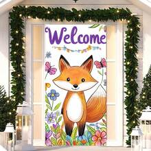 1pc Vibrant Jungle Zoo Animal Themed Polyester Fiber Outdoor Banner, 35x70 Inches, Featuring Lions, Giraffes, Zebras And Pandas, Great For Spring/Summer, Front Door Or Porch Decor, Cartoon Animal Party Design, No Electricity Needed, Seasonal Home Decor | Vibrant Door Banner | Polyester Banner, Jungle Theme Decor - Multicolor-7 - View 5