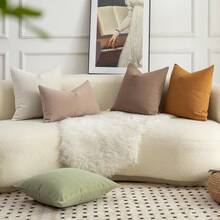 1 chiếc vỏ gối bằng vải chenille mềm mại và thoải mái, thích hợp để trang trí nhà cửa, ghế sofa, phòng khách, phòng ngủ. - Màu xanh Ô liu - Xem 9