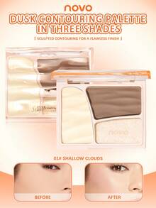 NOVO 多功能修容盘，粉状腮红，鼻影，侧脸阴影，高光，哑光和珠光色调，适合初学者，自用或送礼皆宜，适用于化妆、派对、婚礼、各种场合。 - 01#淺雲 - 查看 1