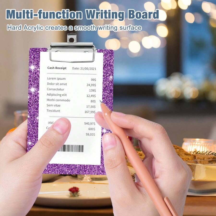 Mini Glitter Acrylic Clip - 4x6inch - Pink - View 1