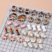 1/2/3/5pcs Ceramic Printed Beads With Center Hole, Multiple Designs Available, DIY Jewelry Making Beads For Necklace, Bracelet, Earrings, Printed Ceramic Round Flower Beads Craft Spacer Beads