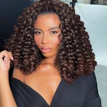 14-Inch Half Wig, Synthetic Fiber, 3-In-1 Curly Half Wig, With Adjustable Drawstring, Seamless Flip Edge, Suitable For Beginners, Wavy Hairstyle. - Multicolor - View 11