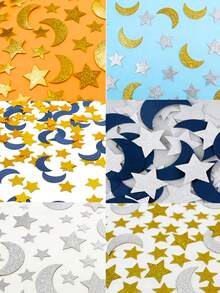 闪亮星月纸屑 - 闪光纸和箔纸的组合，梦幻的月亮和星星设计，适合餐桌装饰、派对装饰、家居装饰、房间装饰，是节日、生日、婚礼、斋月、开斋节、纪念日、假日、周年纪念日、圣诞节、新年和所有庆祝活动的理想之选。 - 彩色 - 查看 10