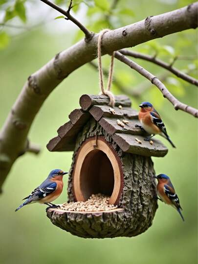 Máng cho chim ăn hình gốc cây treo trang trí mới, sáng tạo và chân thực, thích hợp cho sân, vườn, ban công, dùng để cho chim ăn mùa đông, thu hút chim ruồi, chim sẻ, dễ dàng cho chim nhà và chim hoang dã ăn, thiết bị cho chim ăn kiểu dáng thoải mái, thiết kế treo không cần lắp đặt, sẵn sàng trong 3 giây, thích hợp cho người dùng gia đình hoặc người yêu thiên nhiên. Máng cho chim ăn ngoài trời chống chịu thời tiết, thiết kế tượng sơn thủ công trang trí treo.