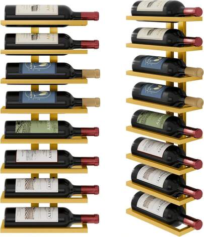 FAVOOSTY Weinregal Wand 3 Set, Flaschenhalter, Flaschenregal mit 24 Ebenen, Metall Weinregal Hängend Weinflaschenregale Schwarz für Esszimmer, Schlafzimmer, Weinkeller