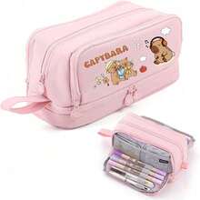 Capybara Cute Retractable Pens Gel Ink Pens Cute Pen, 0.5mm Black Ink Writing Pen Office Supplies, Large-Capacity Multi-Layer Pencil Case, Back To School Supplies Essentials Office Supplies Valentine's Day Gifts - Multicolor - View 6