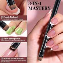 Three-In-One French Manicure Brush With Multi-Functional Brush Heads - Precision Manicure Brush, Suitable Gel And Acrylic Nails, Precise Cleaning, Nail Polish Remover Brush, Nail Polish Brush - Đỏ - Xem 4