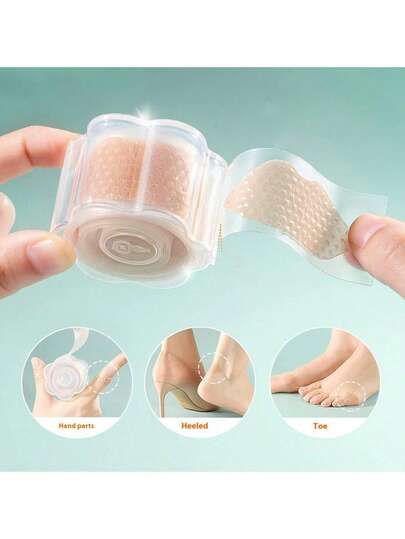 1 Roll Of 30pcs Multi-Purpose Floral Design Heel Cushion Pads, Elegant Portable Pack, Waterproof & Sweat-Resistant, Suitable For Sports, Work, High Heels, Flats, Sandals To Prevent Chafing