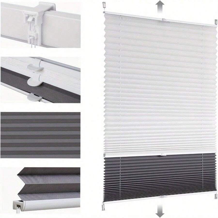 Persianas, cortinas e venezianas - Branco semi-transparente + cinzento escuro totalmente opaco à luz - Ver 1