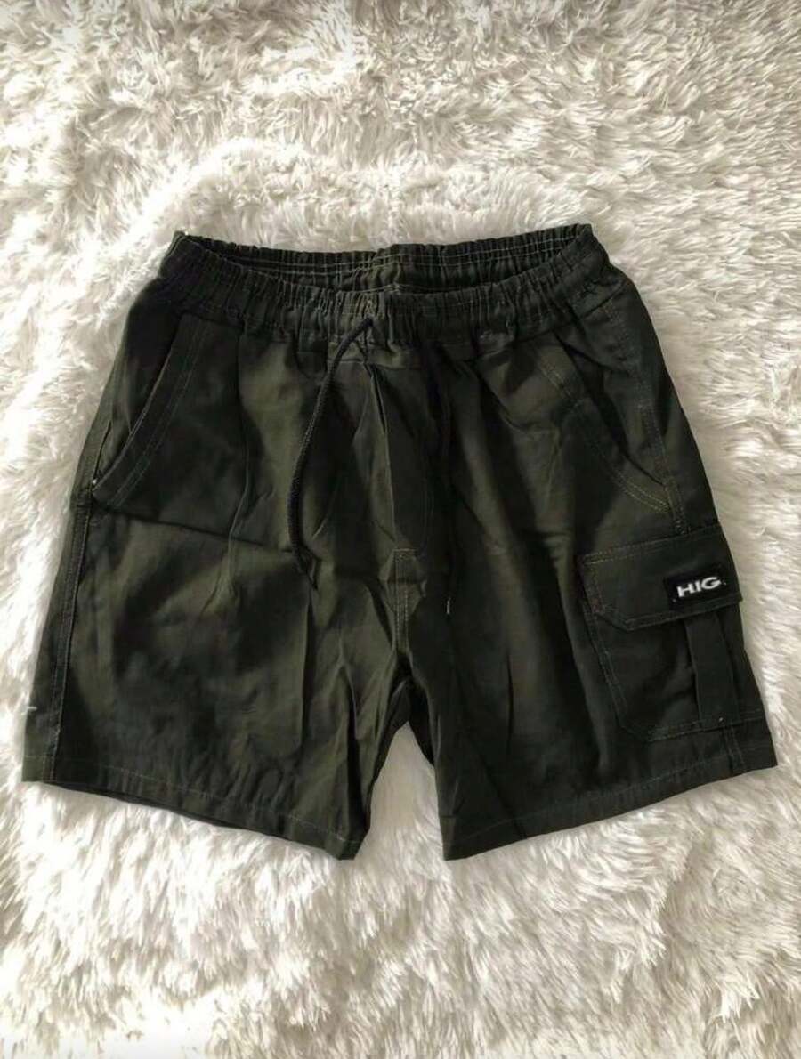 Cargo Shorts With Elastic Waistband, Direct From The Factory. - Army Green - View 1