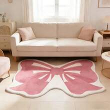 1pc Large Bow Decor Carpet For Children's Room, Bedroom Decor, Small Rug, Toy Room Carpet, Home Decor, Living Room Carpet, Small Living Room Rug, Bedroom Rug, Living Room Home Decor, Outdoor Rug, Washable Carpet - Watermelon Pink - View 3