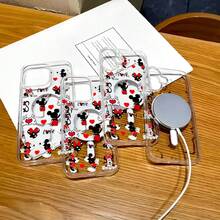 Disney Minnie Mouse Patterned Phone Case Featuring Hearts And Love Designs. Compatible With IPhone 17, 16, 15, 14, 13, 12, And 11 Pro Models With Shockproof Protection. A Perfect Gift For Family, Friends, Birthdays, Valentine's Day, And Holidays. - Clear - View 6