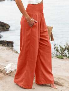 Loose High Waist Wide Leg Casual Pants For Women, New Arrival Autumn Spring - Orange 3 - View 3
