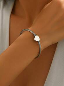 1 chiếc vòng tay hình trái tim bằng thép titan không phai màu, trang sức đôi. - Màu thép 8 - Xem 3